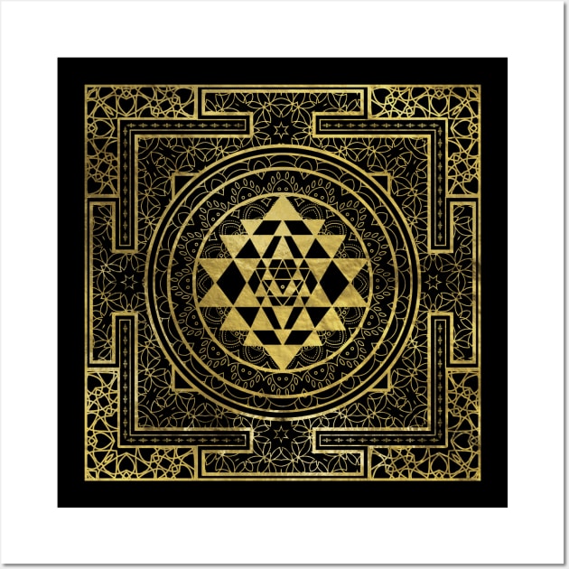 Golden Sri Yantra  / Sri Chakra Wall Art by Nartissima